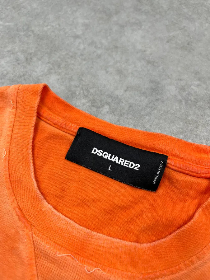 SS2015 Dsquared2 Crazy Face Bad Girl Orange T-Shirt RruMHEX 7