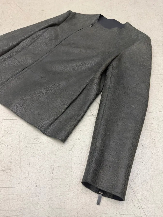 SS2015 Emporio Armani Asymmetrical Grained Samurai Leather Jacket RfkUzyW 6