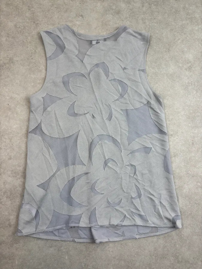 SS2015 Emporio Armani Light Blue Floral Cut Tank Top MeciTkQ 5