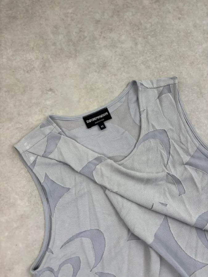 SS2015 Emporio Armani Light Blue Floral Cut Tank Top MeciTkQ 4