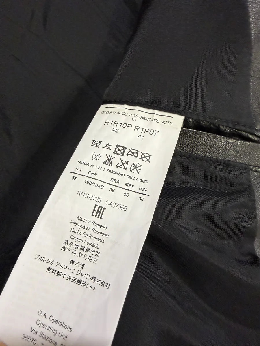 SS2015 Emporio Armani Black Asymmetrical Biker Leather Jacket gHmOUGz 11