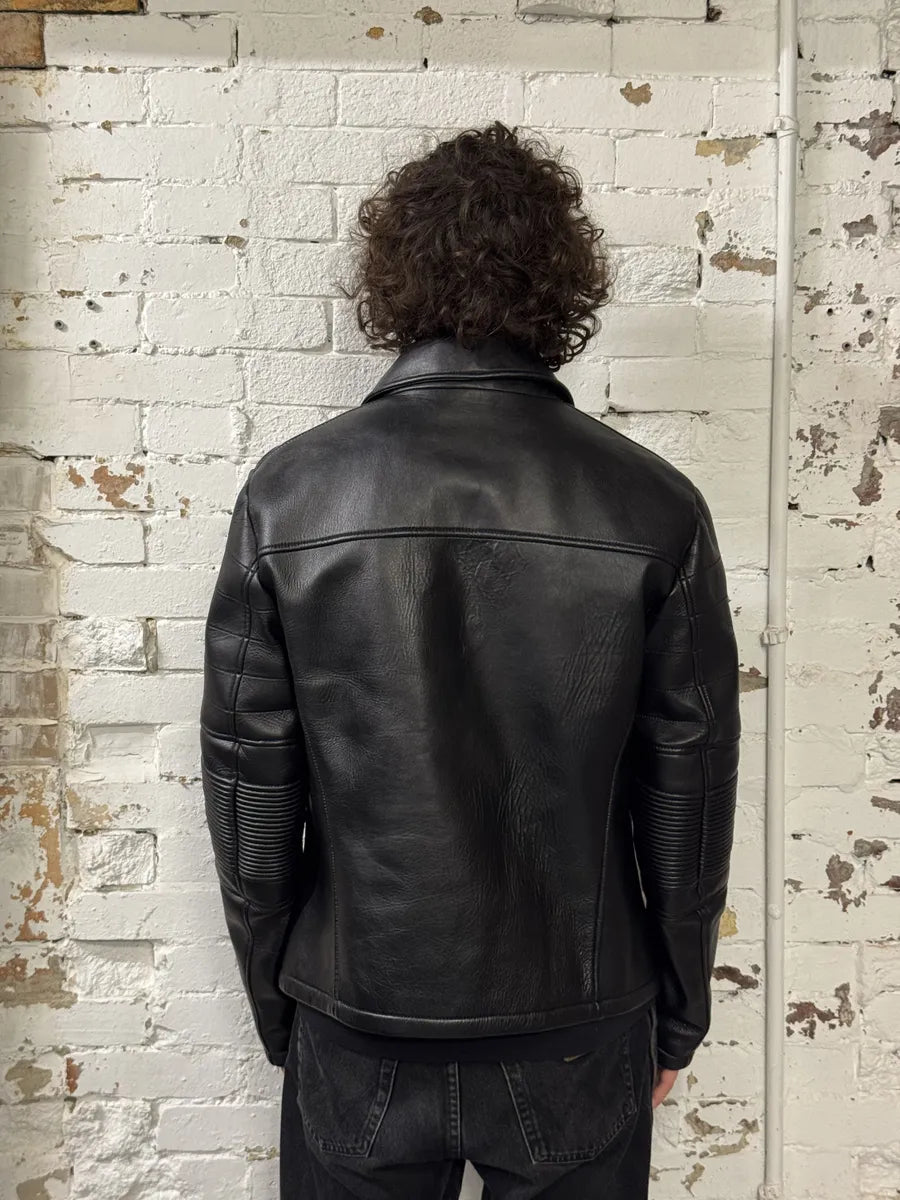 SS2015 Emporio Armani Black Asymmetrical Biker Leather Jacket gHmOUGz 3