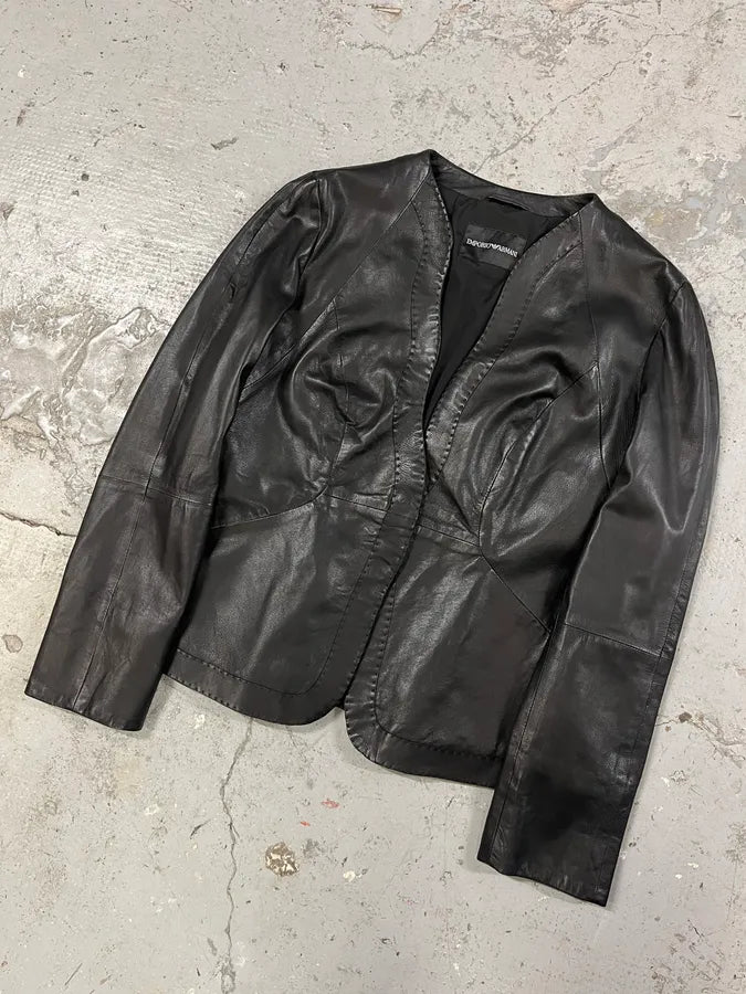 SS2015 Emporio Armani Black Matrix Imperial Leather Jacket cFSHpBJ 4