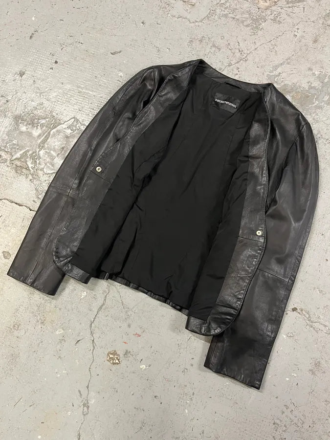 SS2015 Emporio Armani Black Matrix Imperial Leather Jacket cFSHpBJ 5