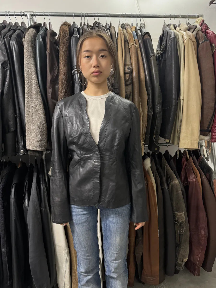 SS2015 Emporio Armani Black Matrix Imperial Leather Jacket (S/M) cFSHpBJ 2