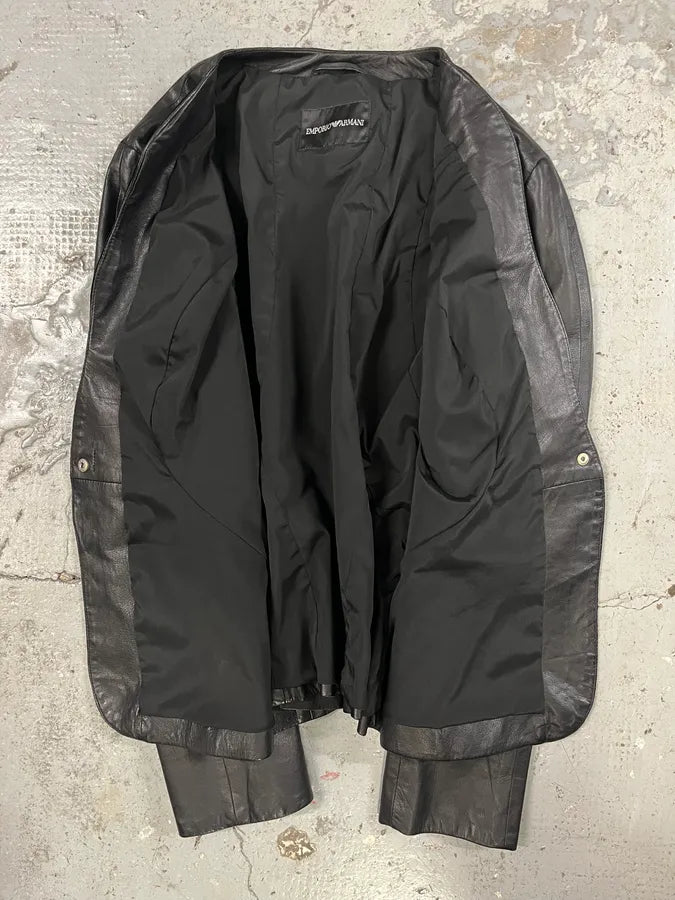 SS2015 Emporio Armani Black Matrix Imperial Leather Jacket (S/M) cFSHpBJ 6