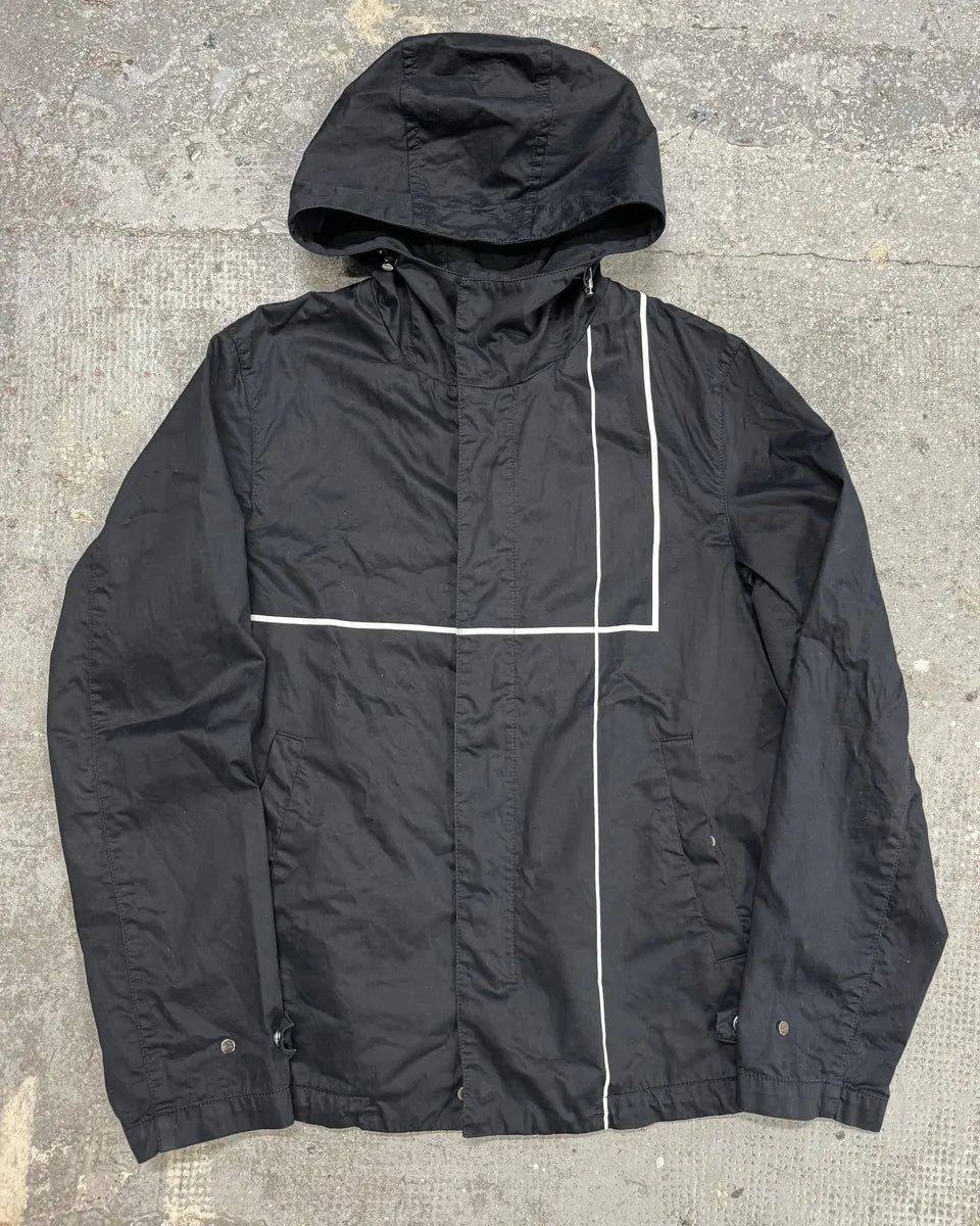 SS2015 Emporio Armani Dark Geometrical Black Hooded Jacket taRuKRq 1