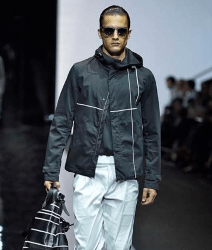 SS2015 Emporio Armani Dark Geometrical Black Hooded Jacket taRuKRq 0