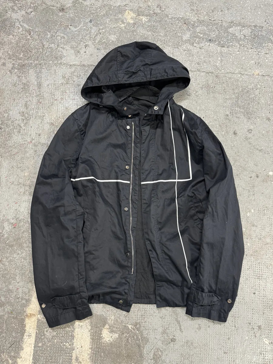 SS2015 Emporio Armani Dark Geometrical Black Hooded Jacket taRuKRq 2