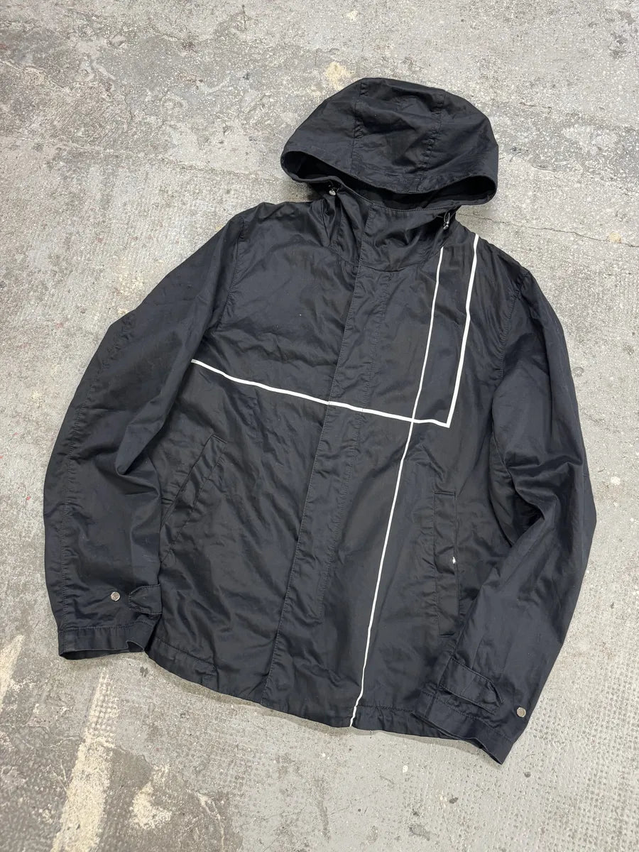 SS2015 Emporio Armani Dark Geometrical Black Hooded Jacket taRuKRq 5