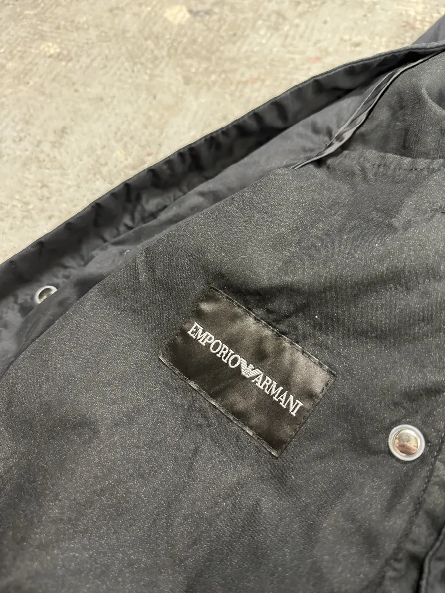 SS2015 Emporio Armani Dark Geometrical Black Hooded Jacket taRuKRq 9