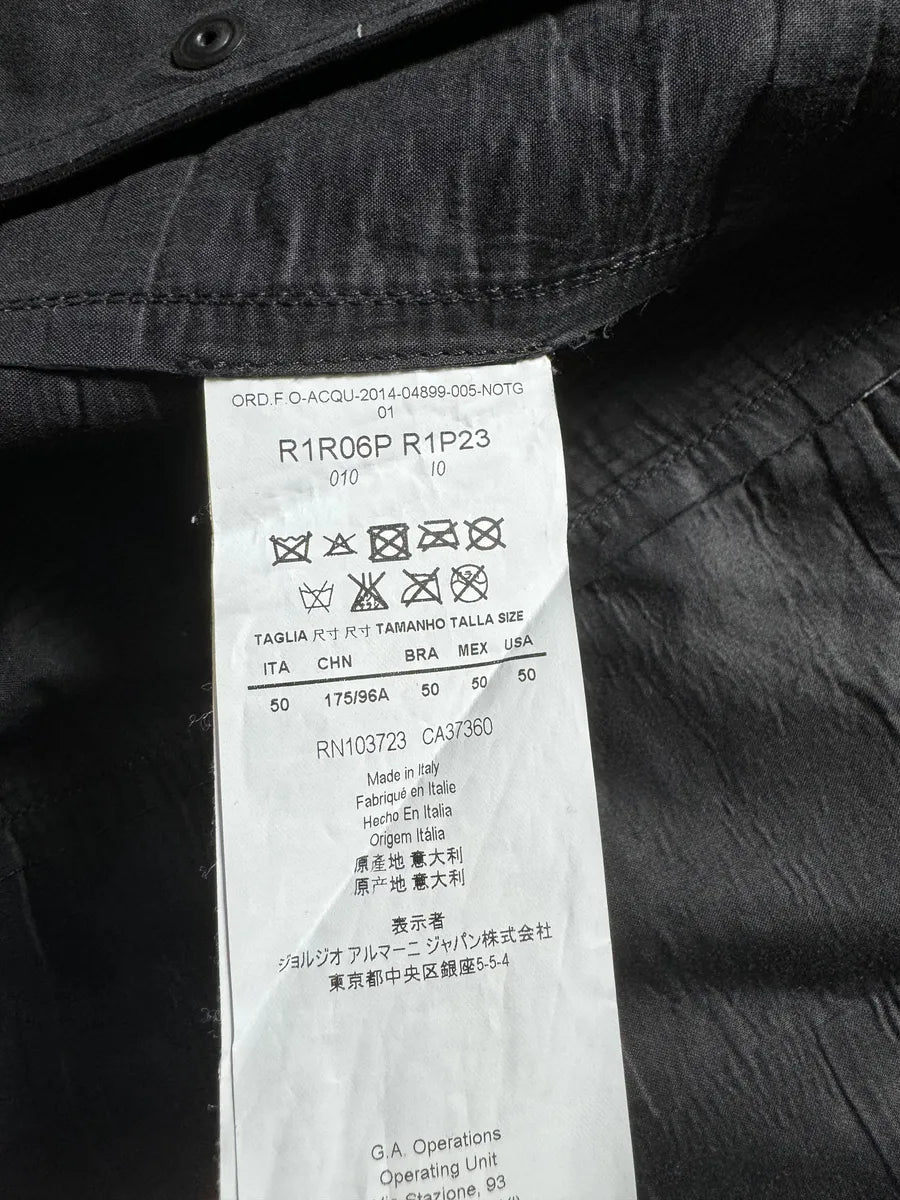 SS2015 Emporio Armani Dark Geometrical Black Racing Leather Jacket wQxRAdd 8