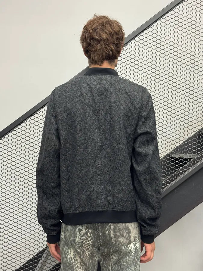 SS2015 Emporio Armani Grey Woven Trompe L’oeil Bomber Jacket OHOGazZ 2