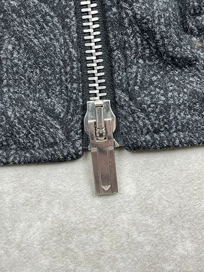 SS2015 Emporio Armani Grey Woven Trompe L’oeil Bomber Jacket OHOGazZ 10