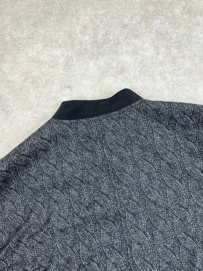 SS2015 Emporio Armani Grey Woven Trompe L’oeil Bomber Jacket OHOGazZ 7