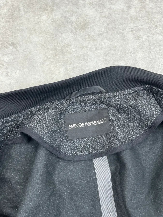SS2015 Emporio Armani Grey Woven Trompe L’oeil Bomber Jacket OHOGazZ 9