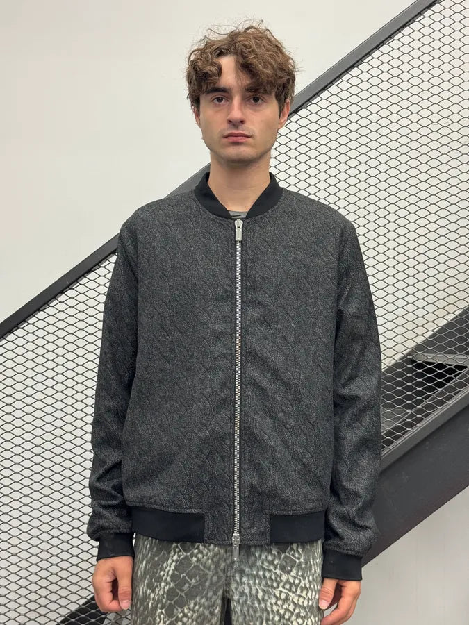 SS2015 Emporio Armani Grey Woven Trompe L’oeil Bomber Jacket OHOGazZ 1