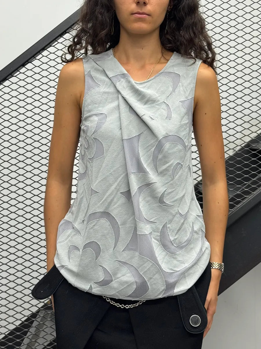 SS2015 Emporio Armani Light Blue Floral Cut Tank Top MeciTkQ 1