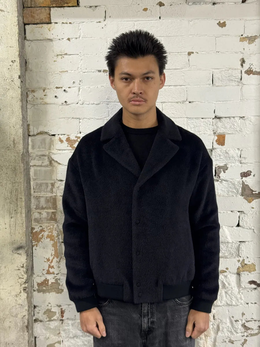 SS2015 Emporio Armani Navy Lamma Fur & Wool Classy Jacket nxJFQOS 2