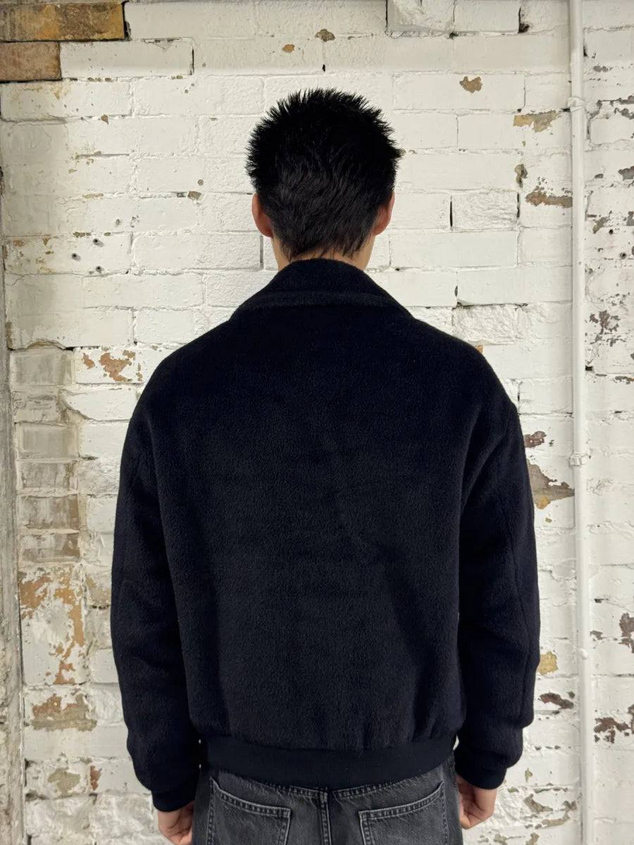 SS2015 Emporio Armani Navy Lamma Fur & Wool Classy Jacket nxJFQOS 3