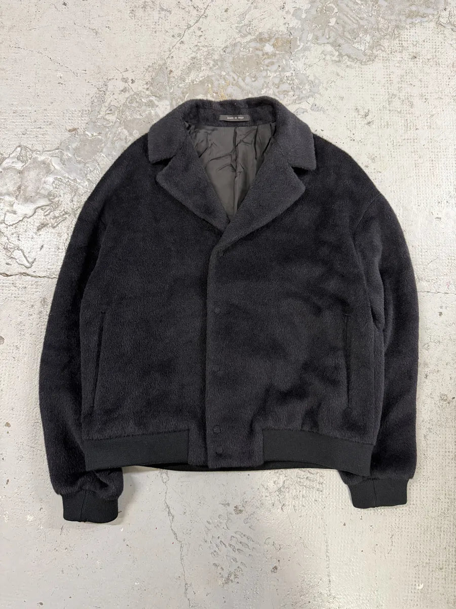 SS2015 Emporio Armani Navy Lamma Fur & Wool Classy Jacket nxJFQOS 4