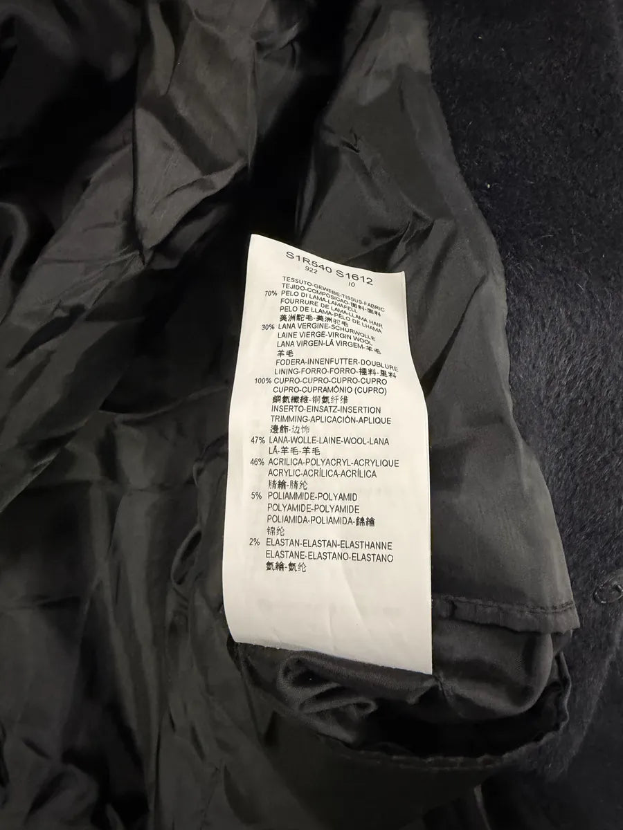 SS2015 Emporio Armani Navy Lamma Fur & Wool Classy Jacket nxJFQOS 8