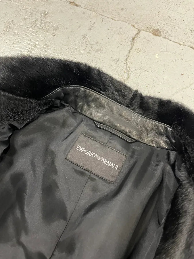 SS2015 Emporio Armani Pony Hair & Leather Black Perfecto Jacket sTiKrSE 9