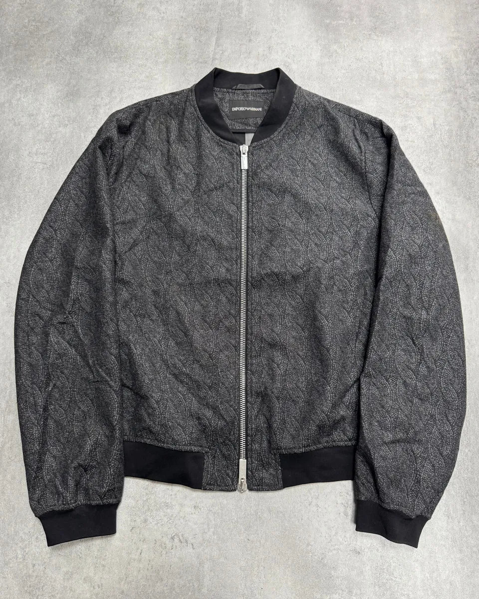 SS2015 Emporio Armani Ropes Trompe L’Oeil Grey Bomber (L) 0