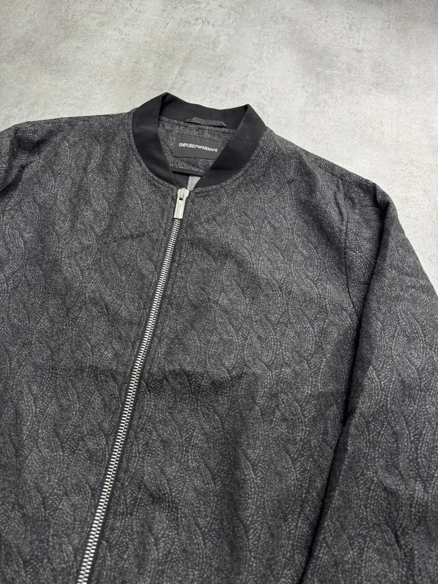 SS2015 Emporio Armani Ropes Trompe L’Oeil Grey Bomber (L) 1