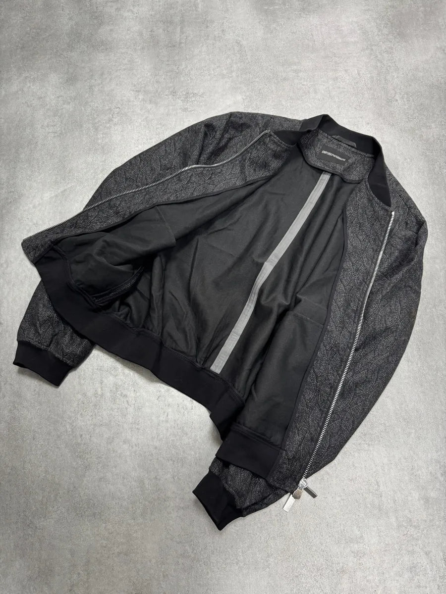 SS2015 Emporio Armani Ropes Trompe L’Oeil Grey Bomber (L) 2