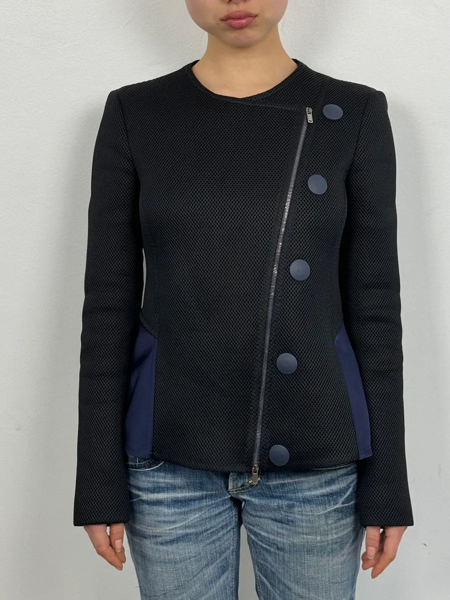 SS2015 Emporio Armani Two Tone Blue & Black Asymmetrical Jacket OGwPpzY 1