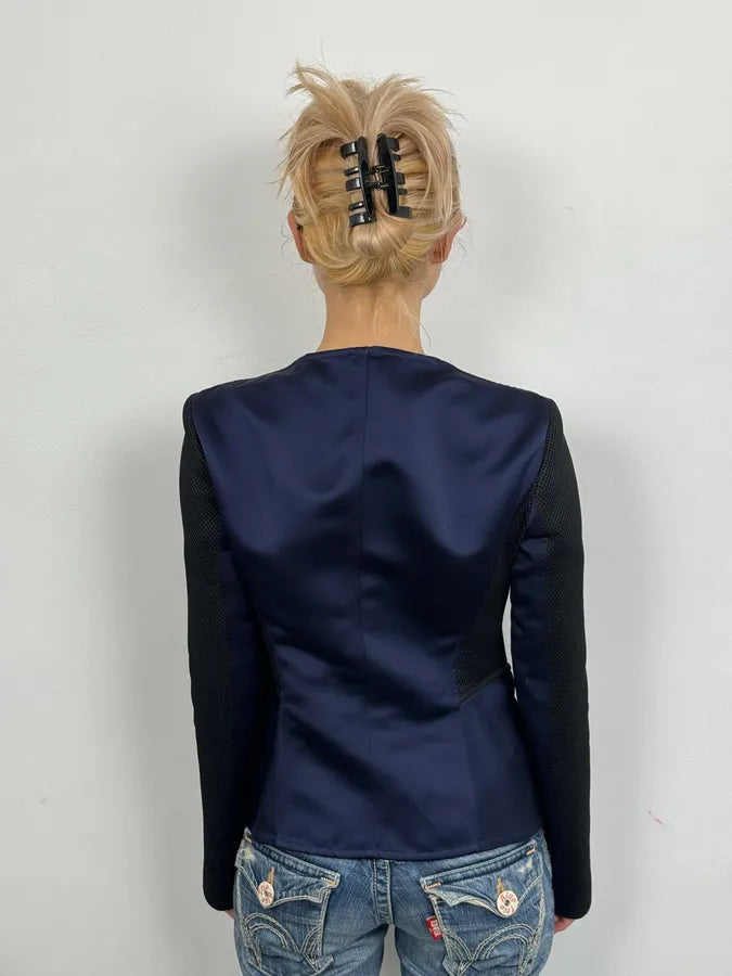 SS2015 Emporio Armani Two Tone Blue & Black Asymmetrical Jacket OGwPpzY 2