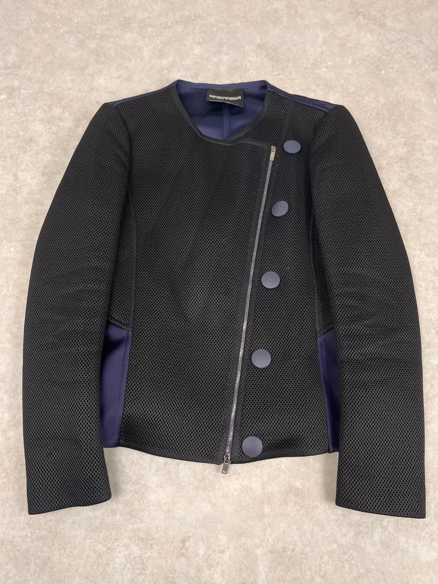 SS2015 Emporio Armani Two Tone Blue & Black Asymmetrical Jacket OGwPpzY 3