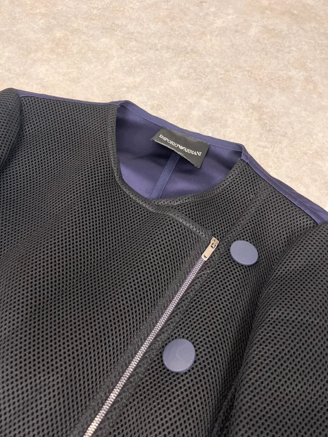 SS2015 Emporio Armani Two Tone Blue & Black Asymmetrical Jacket OGwPpzY 4