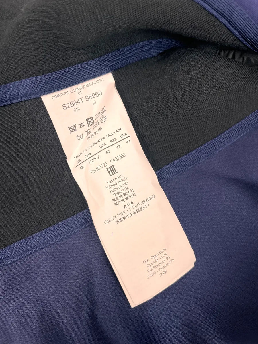 SS2015 Emporio Armani Two Tone Blue & Black Asymmetrical Jacket OGwPpzY 9