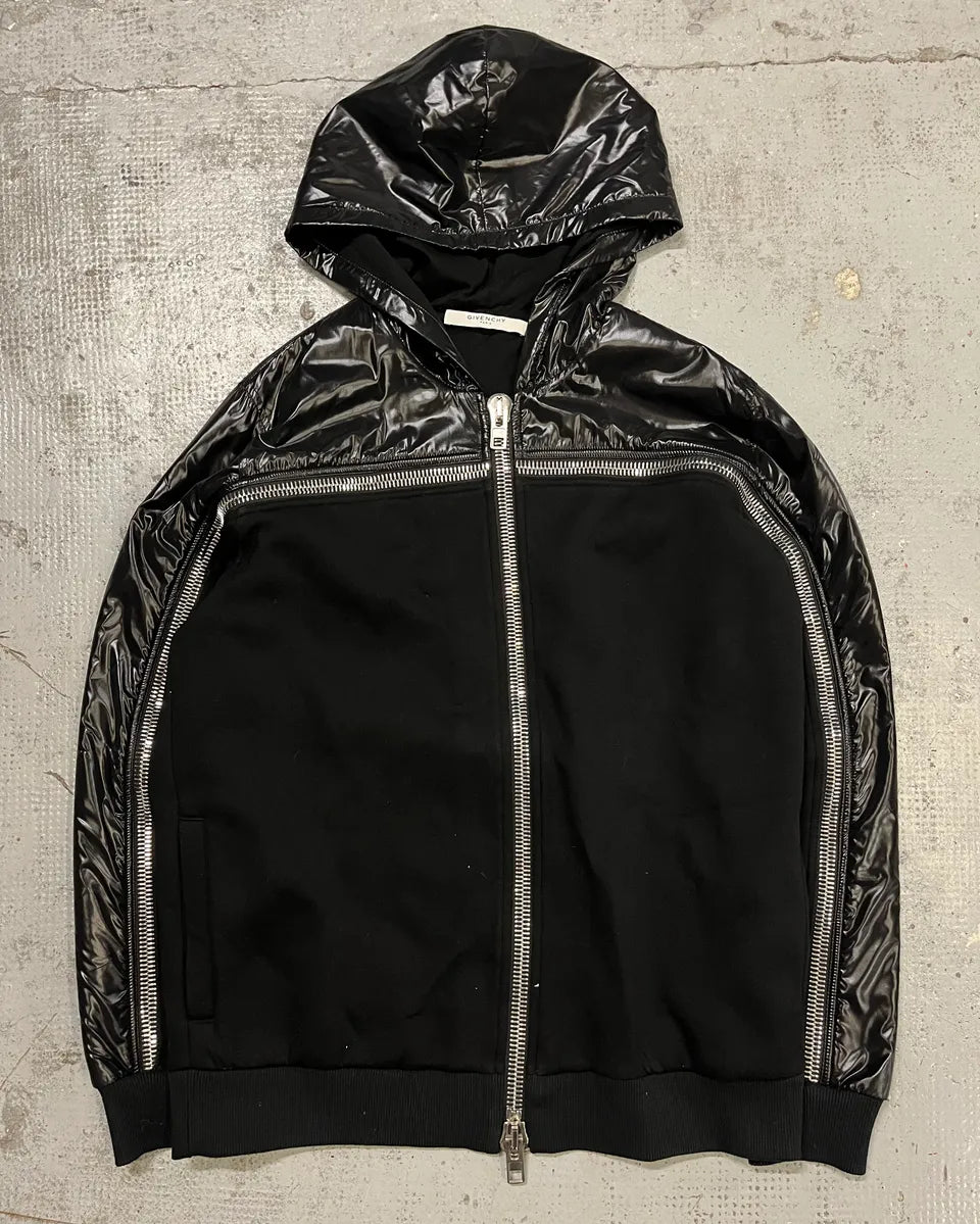SS2015 Givenchy Black Hybrid Zip-Up Hoodie by Riccardo Tisci FfDpVFb 0