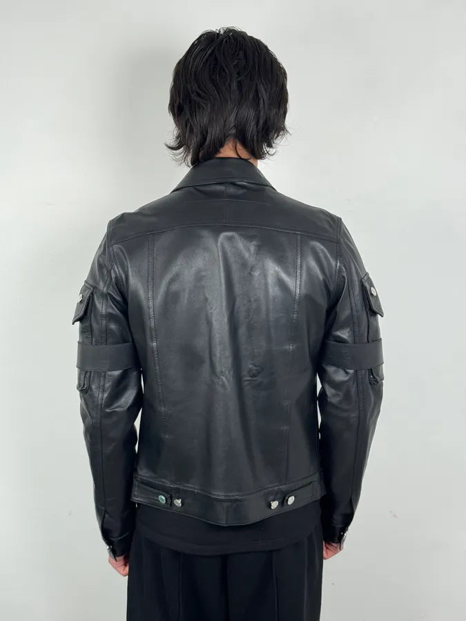 SS2015 Givenchy Black Leather Straps Trucker Jacket SDuKjDk 3
