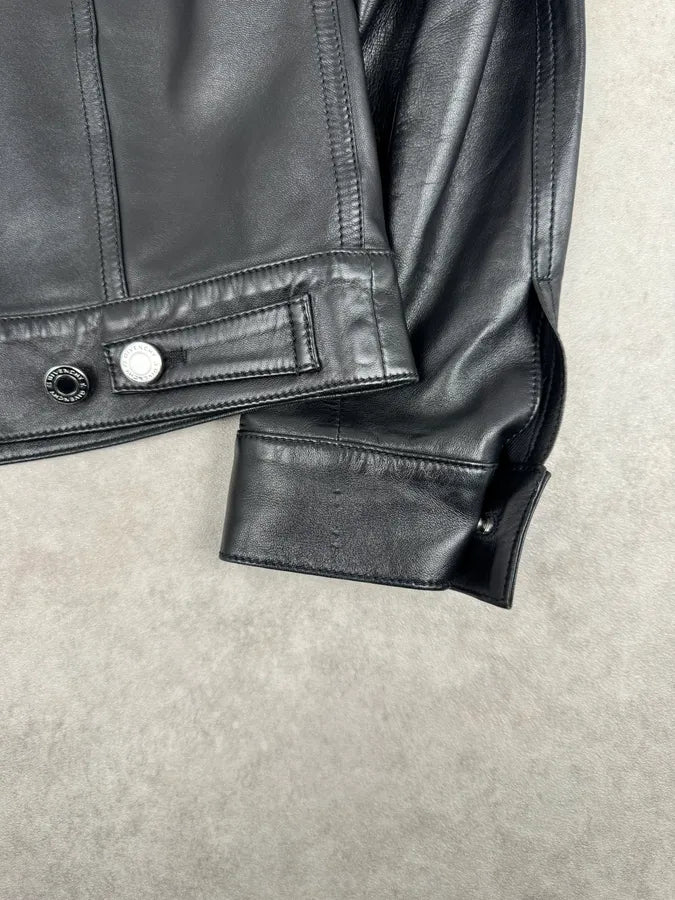 SS2015 Givenchy Black Leather Straps Trucker Jacket SDuKjDk 7