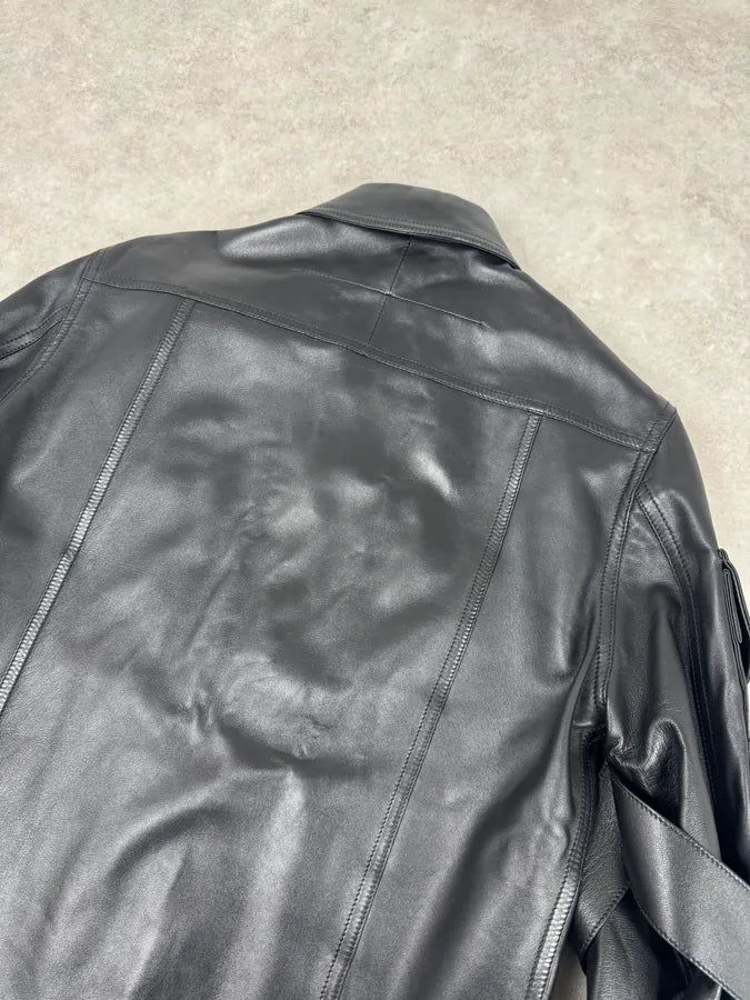 SS2015 Givenchy Black Leather Straps Trucker Jacket SDuKjDk 8