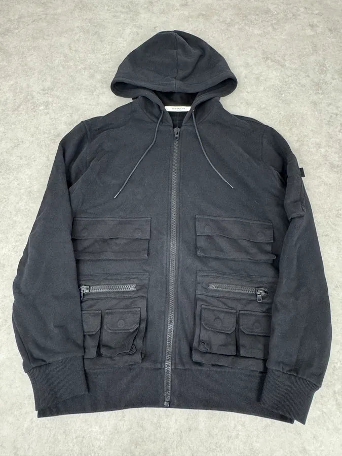 SS2015 Givenchy Black Multi Pockets Cargo Zip-up Hoodie QKVlvXY 0