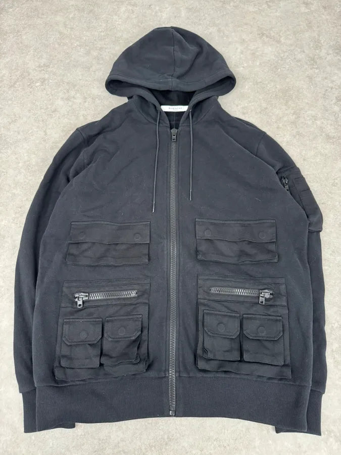 SS2015 Givenchy Black Multi Pockets Cargo Zip-up Hoodie QKVlvXY 4