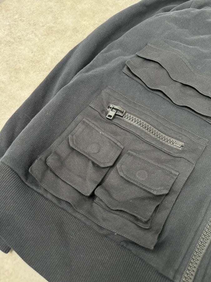 SS2015 Givenchy Black Multi Pockets Cargo Zip-up Hoodie QKVlvXY 6