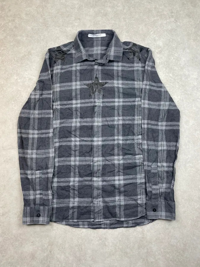 SS2015 Givenchy Grey & Black Star Plaid Shirt by Riccardo Tisci kinTsCj 0