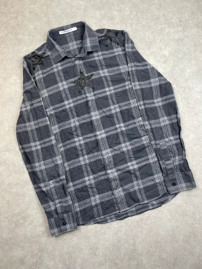 SS2015 Givenchy Grey & Black Star Plaid Shirt by Riccardo Tisci kinTsCj 1