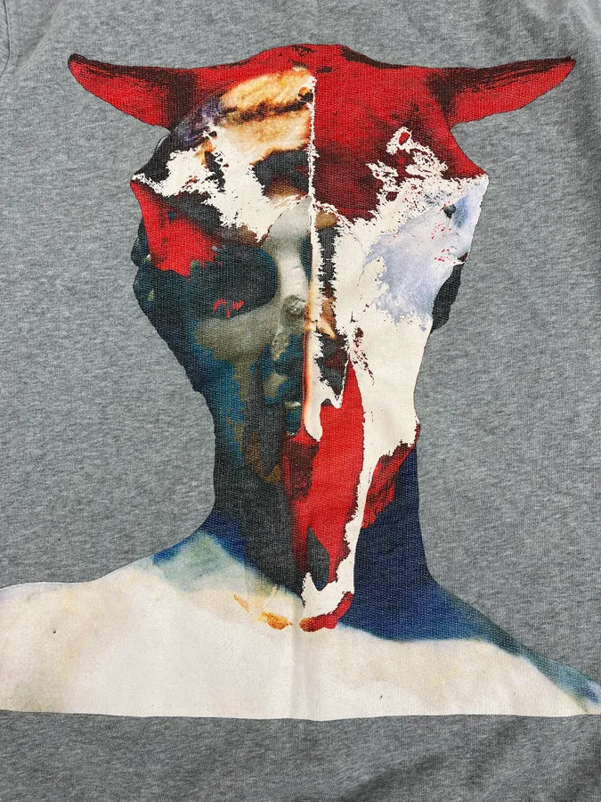 SS2015 Givenchy Grey Abstract Human Crewneck Sweater by Riccardo Tisci XzNtSyV 7