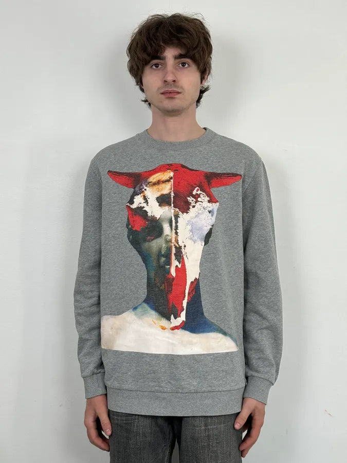 SS2015 Givenchy Grey Abstract Human Crewneck Sweater by Riccardo Tisci XzNtSyV 1
