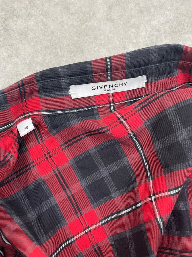 SS2015 Givenchy Red Black Plaid Star Patch Shirt giCsEeT 10
