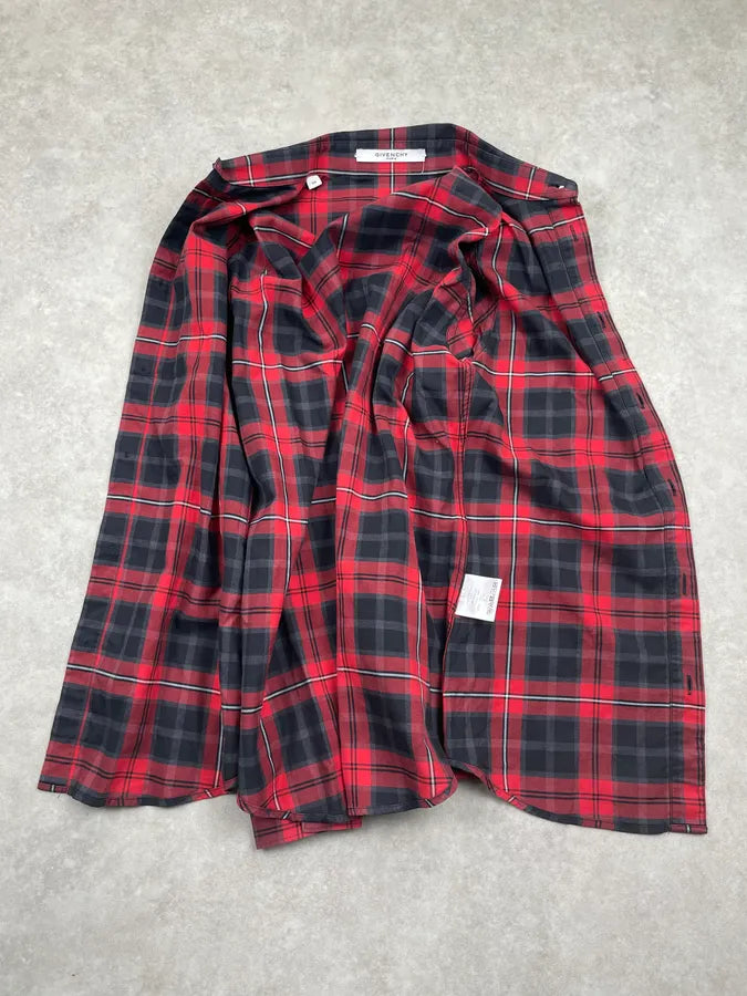 SS2015 Givenchy Red Black Plaid Star Patch Shirt giCsEeT 6