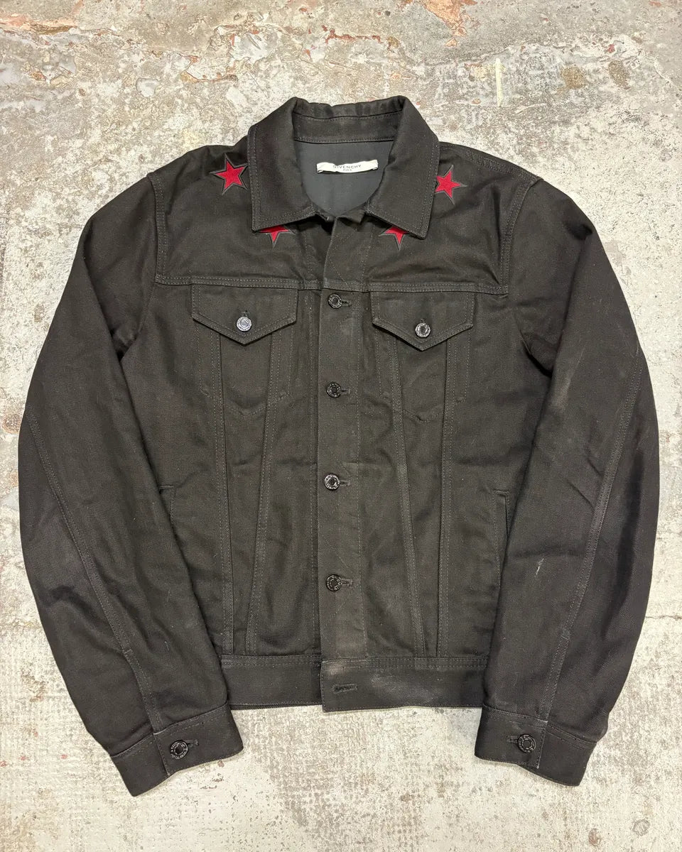 SS2015 Givenchy Red Stars Black Trucker Jacket by Riccardo Tisci OzMTpvt 0