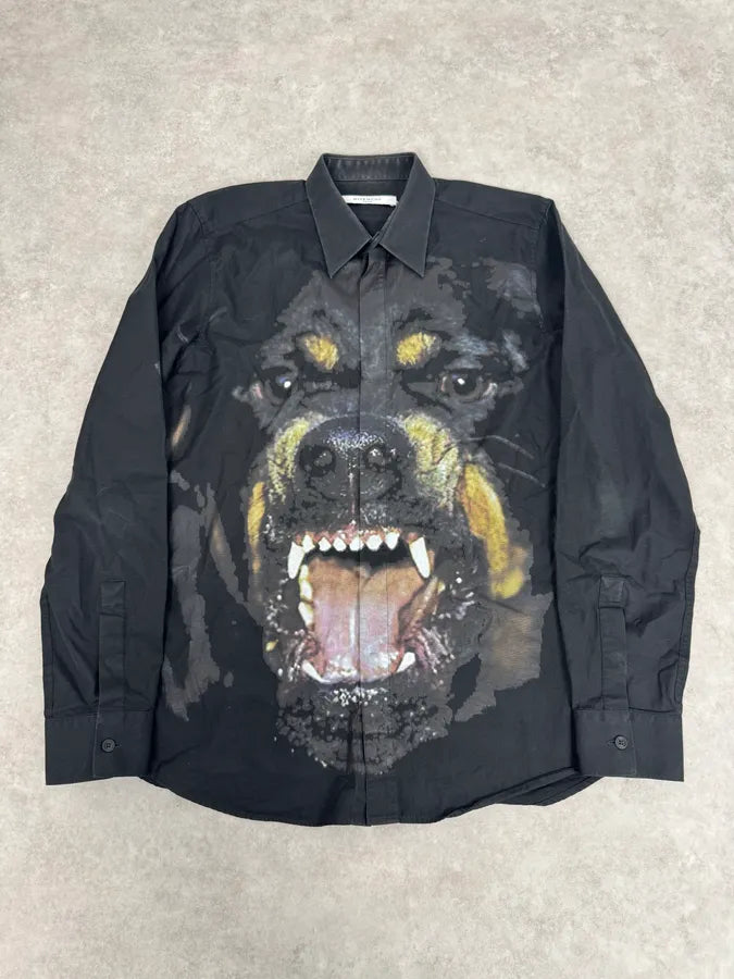 SS2015 Givenchy Rottweiler Dog Black Shirt by Riccardo Tisci avCqZHr 0